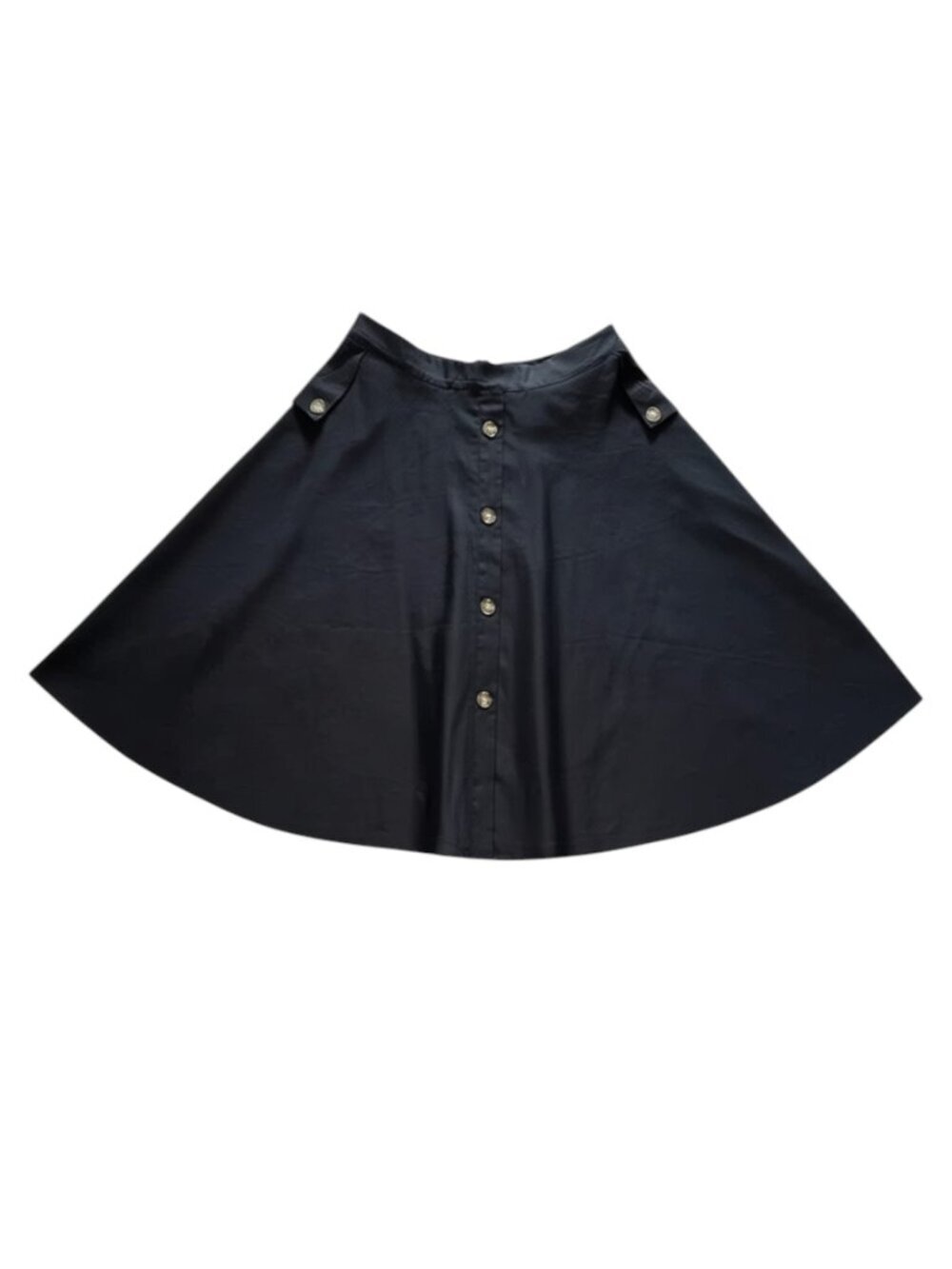 SHEIN Solid Button-Detail Flare Skirt